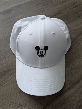 Nike White and Black Dri-FIT Cap with Embroidered Mickey Mouse Logo